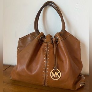 Michael Kors Astor Large Leather Studded Ring Tote Hobo Bag